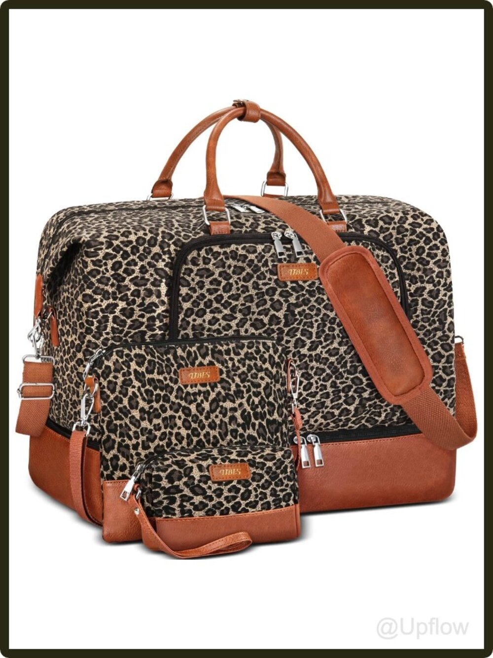 Women's Canvas Travel Weekender Duffel Bag 3 Piece Set Shoe Compartment
